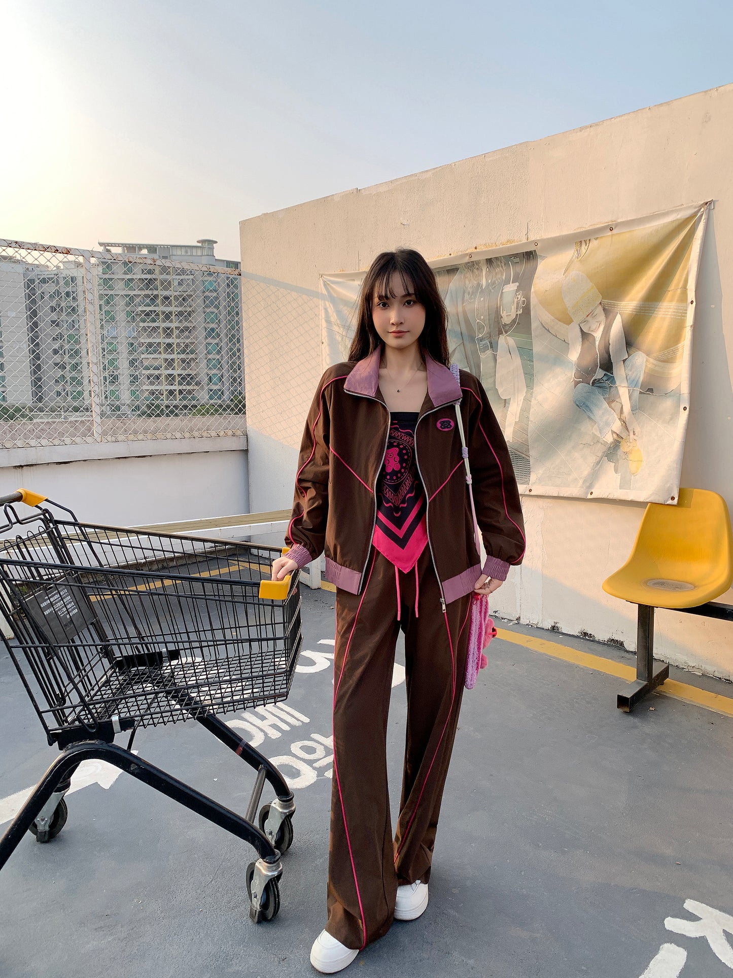 MXN Sport style jacket with Magenta pipping| Brown| With Lining