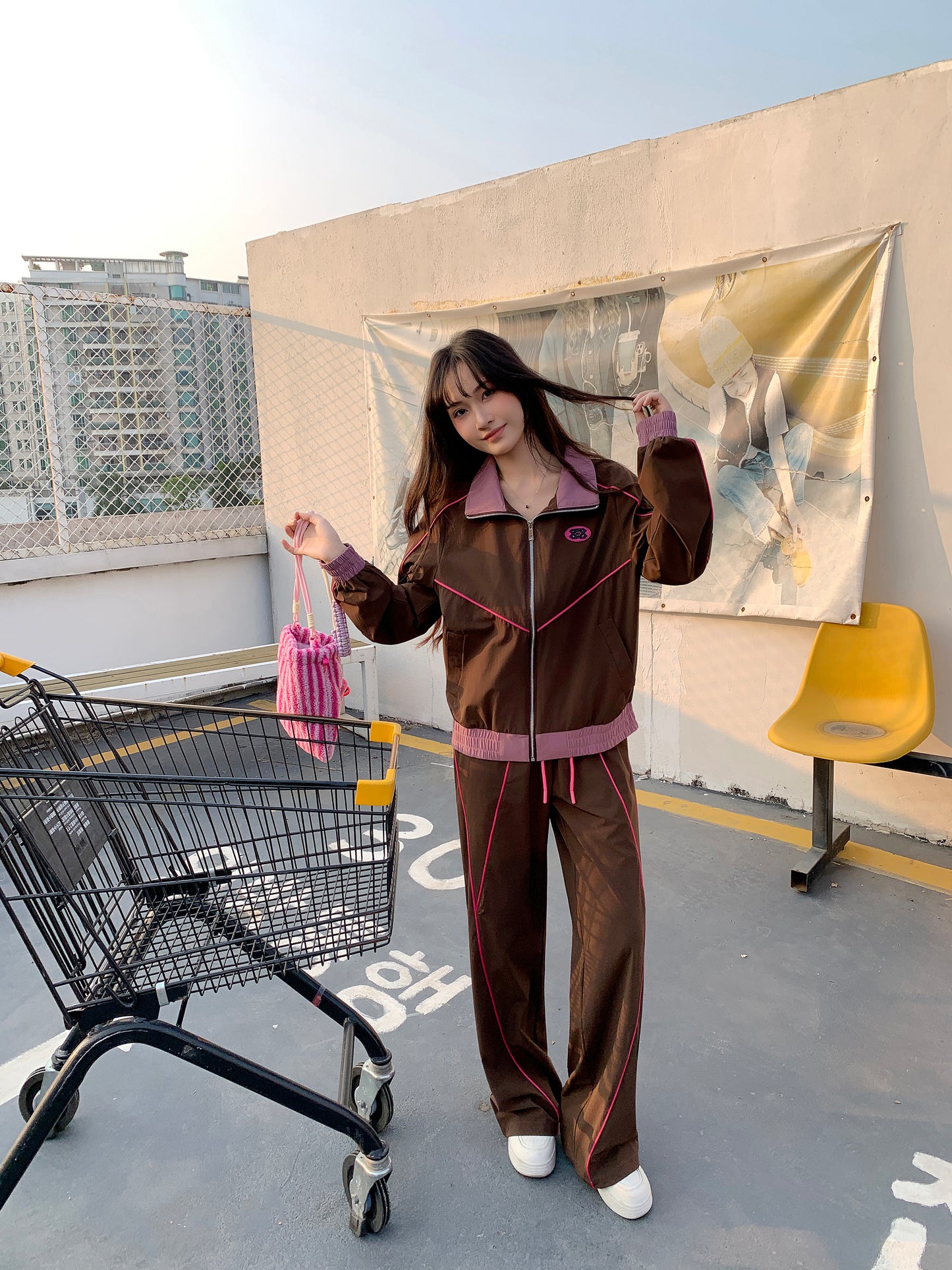 MXN Sport style jacket with Magenta pipping| Brown| With Lining