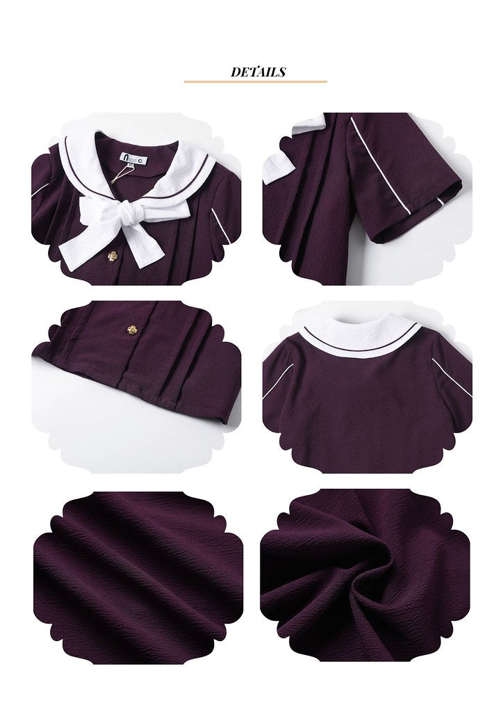 Nega C.sailor collar butterfly knot shirt|Purple