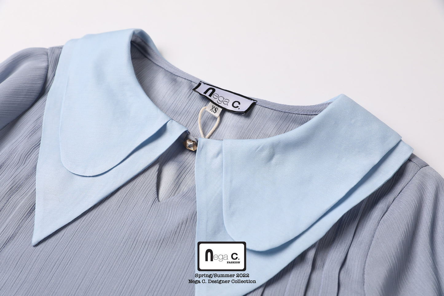 Nega C. 優雅雙領襯衫|淺藍色|無裡襯