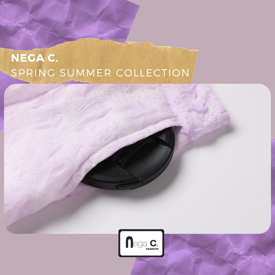 Nega C. กระโปรงชีฟองพิมพ์ลายหมึก | สีม่วง | มีซับใน