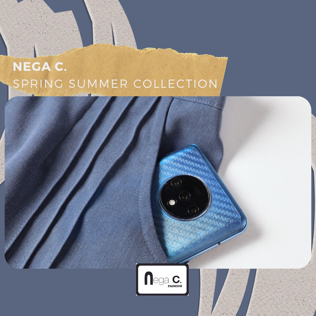 Nega C. กางเกงขากว้างเย็บหล่อ | สีฟ้า | ไม่มีซับใน