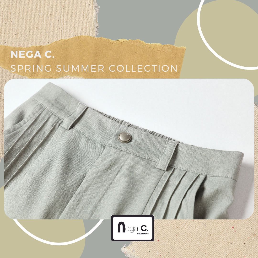 Nega C. กางเกงขากว้างเย็บหล่อ | สีเทา | ไม่มีซับใน