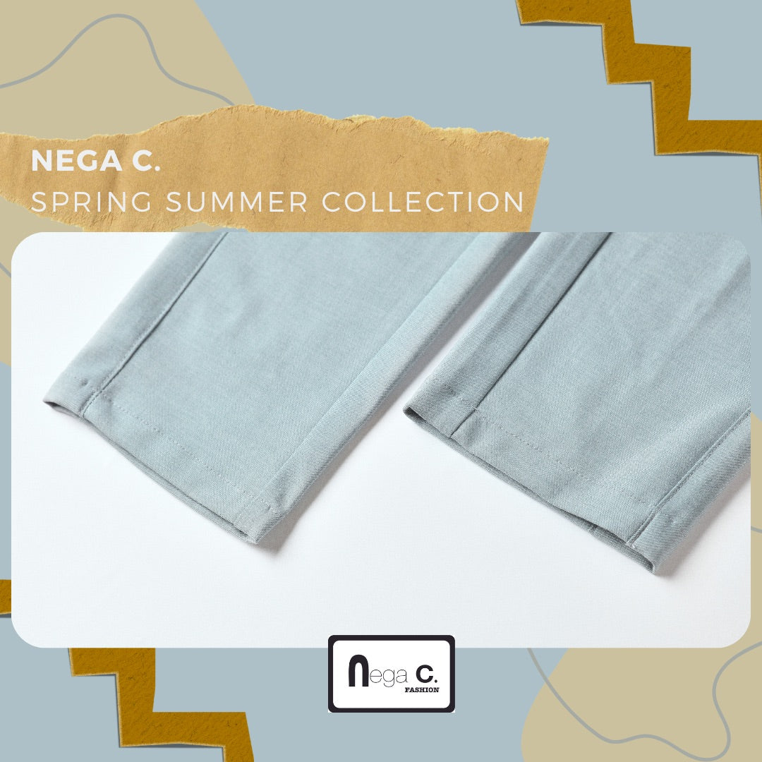 Nega C. กางเกงขายาวทรงเข้ารูป | สีฟ้าอ่อน | ไม่มีซับใน