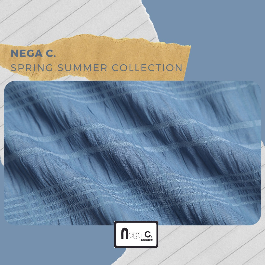 Nega C. 格子則開叉A字長裙|藍色|有裡襯|開叉