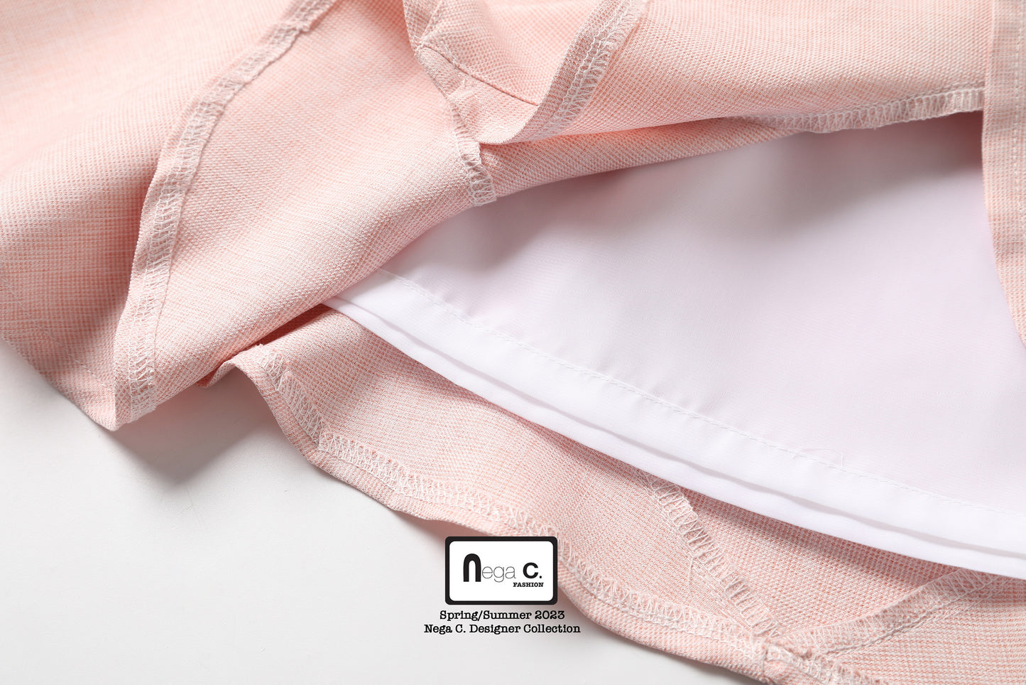 Nega C. Elegant Ruffle Hem Midi Skirt |Pink | With lining