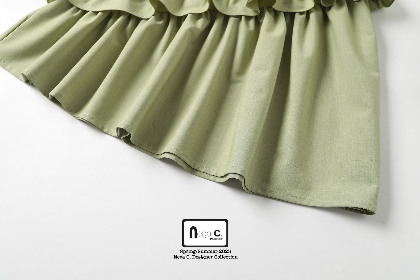 Nega C. Elegant Double-layered Ruffled Midi Skirt |Yellow | With lining